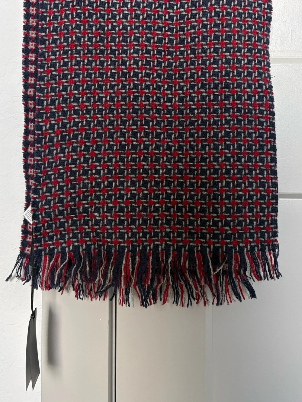 NWT BOSS HUGO BOSS MENS FORELLO RED BLUE WOOL SCARF